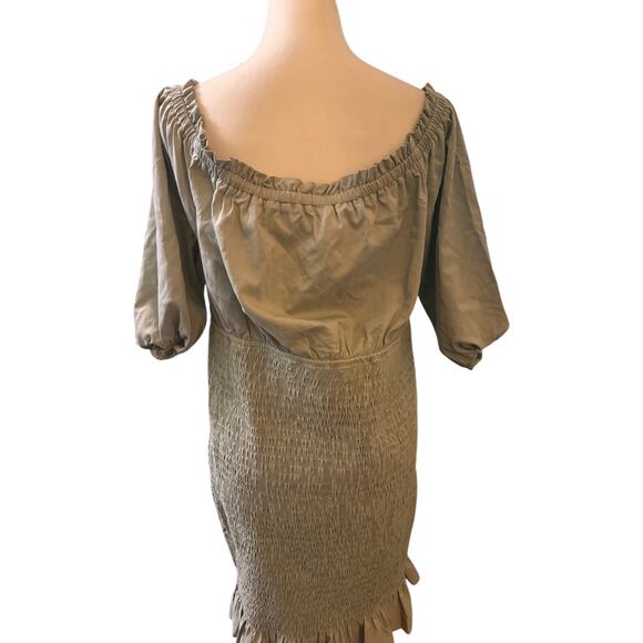 Haute Fox Sage Green Off Shoulder Smocked Dress With Ruffles, Plus Size 1X - Picture 4 of 5